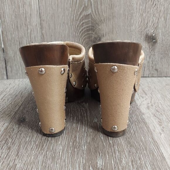 Bridget Shuster FOXY Gold Metallic Studded Heeled Clogs 6 - Picture 5 of 11